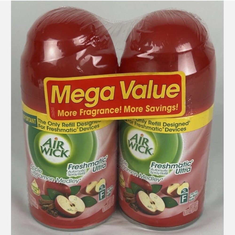 2 Pack Air Wick Freshmatic Ultra Apple Cinnamon Medley Automatic Spray Refill